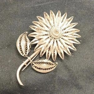 Vintage Sterling Filigree Brooch